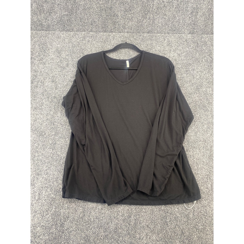 Z Supply V-Neck Long Sleeve Top Womens Small Black Jersey Knit Casual Relaxed